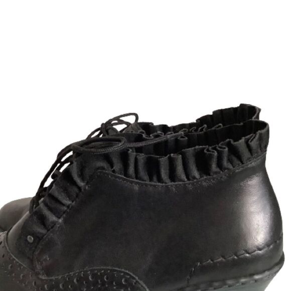 RIEKER BLACK LEATHER LACE UP ANKLE BOOT SIZE 36 - Picture 5 of 13